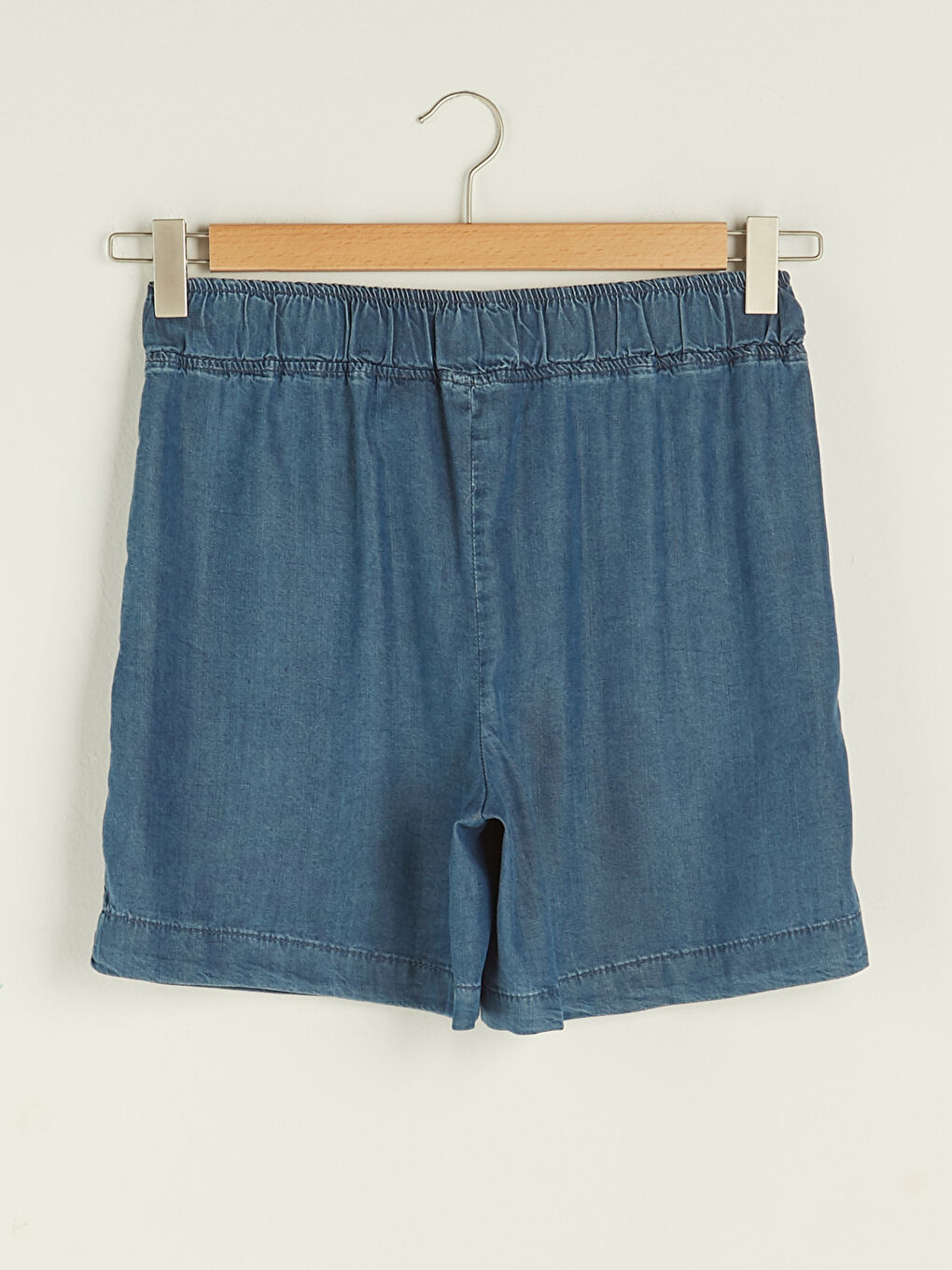 Mavi Yüksek Bel Rahat Kalıp Kadın Jean Şort-6