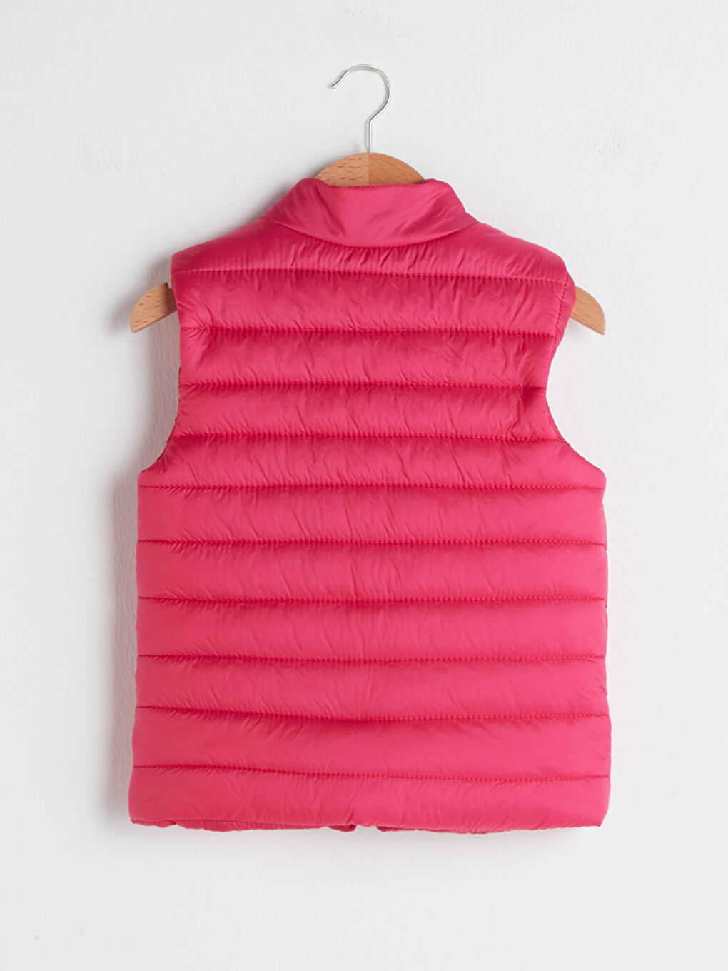 Stand-up Collar Basic Baby Girl Zipper Vest-1