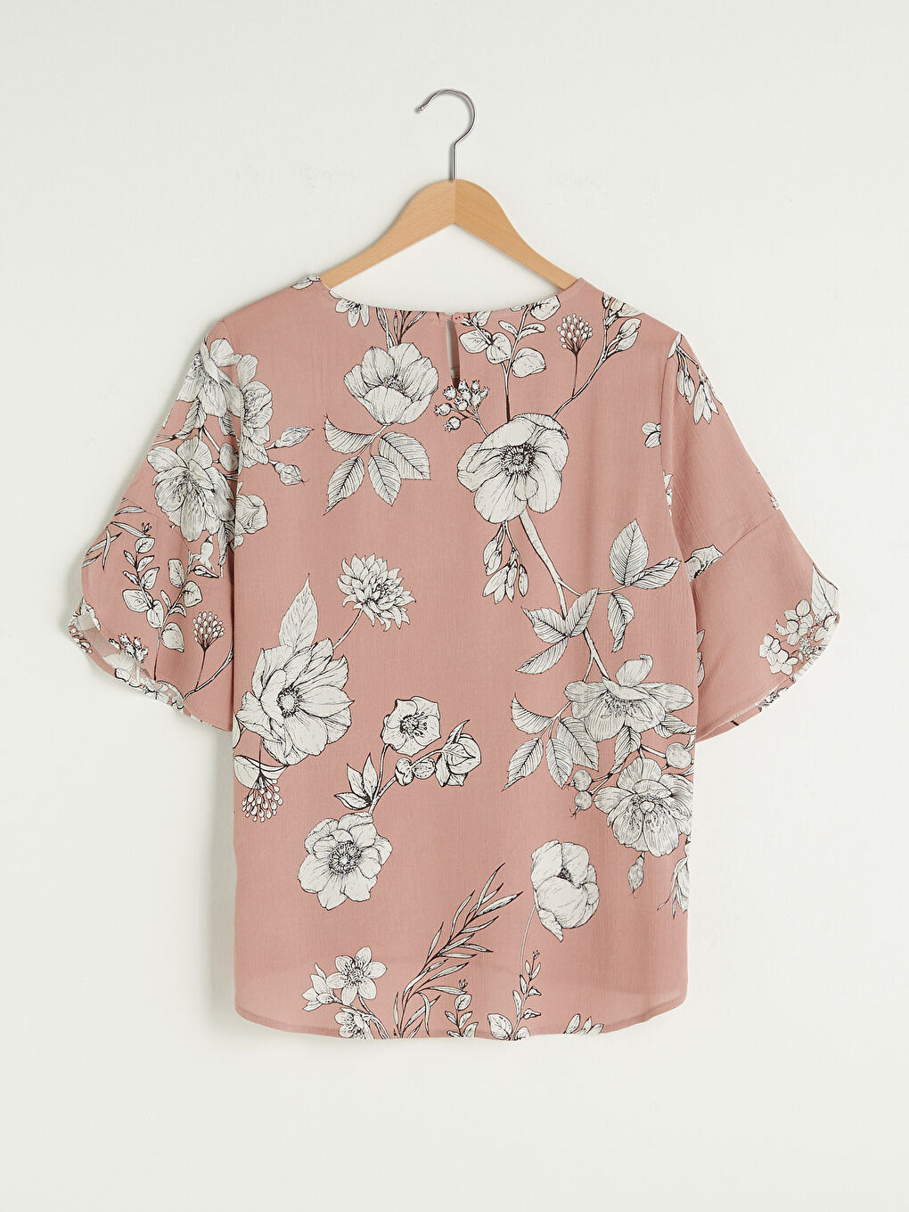 Crew Neck Floral Short Sleeve Viscose Women's Blouse-6