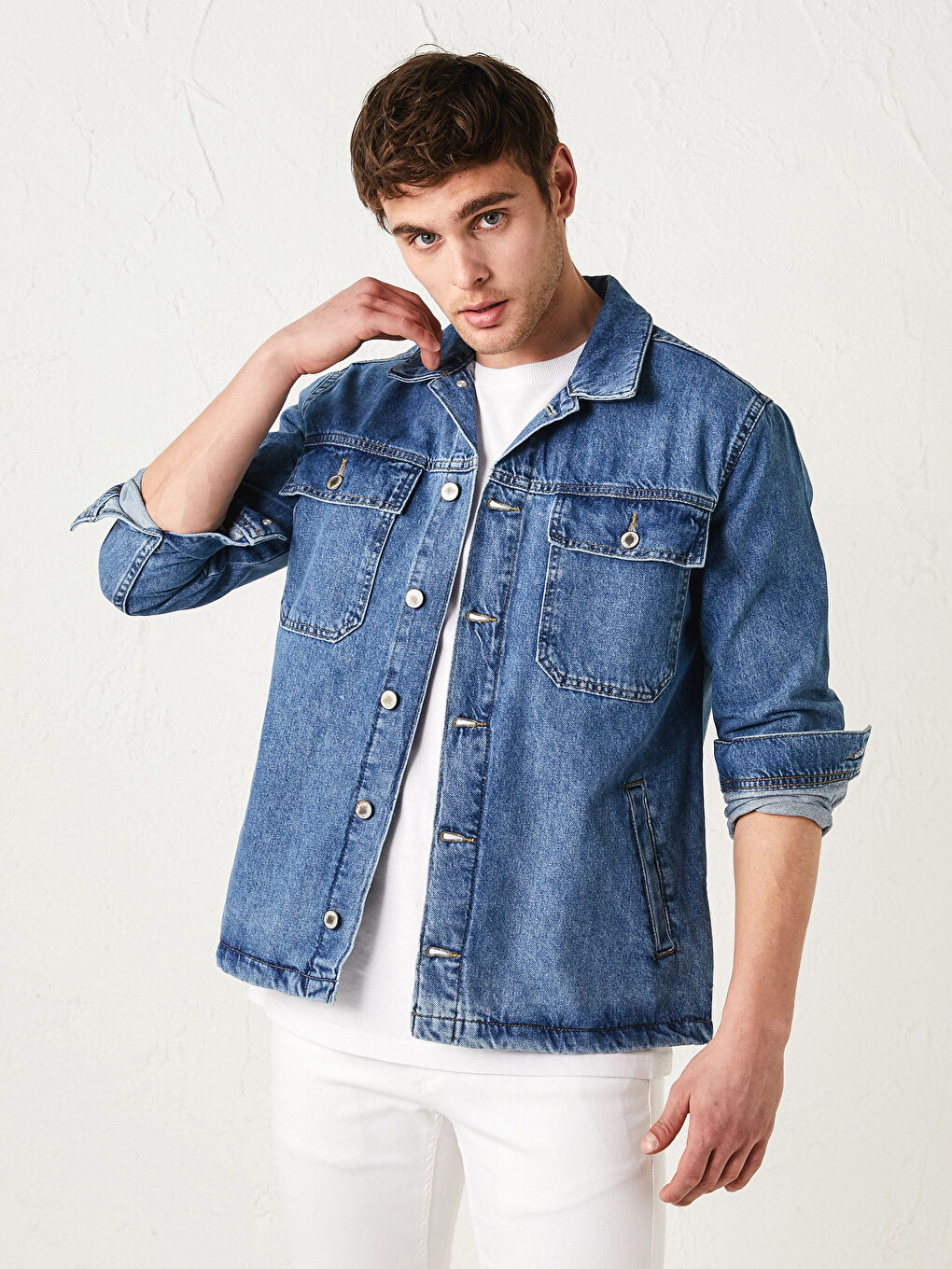 İndigo Standart Kalıp Erkek Jean Ceket-1