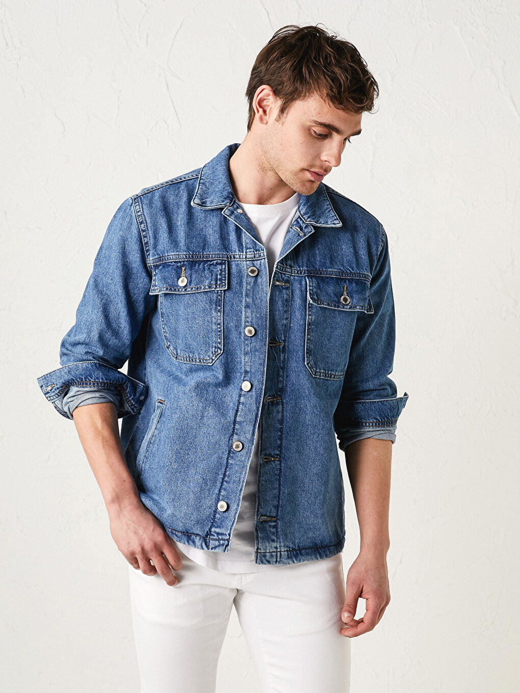 İndigo Standart Kalıp Erkek Jean Ceket-2