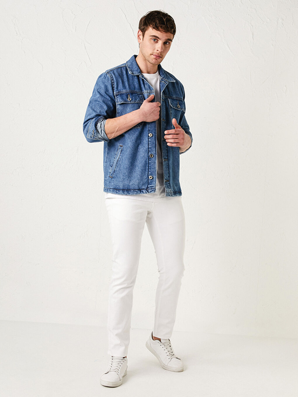 İndigo Standart Kalıp Erkek Jean Ceket-4