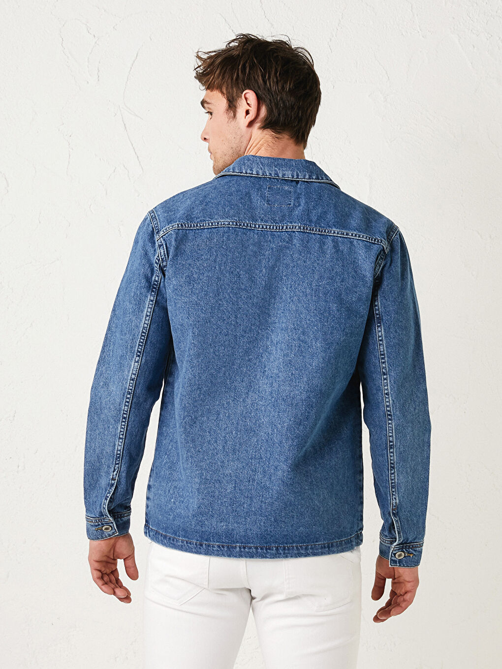 İndigo Standart Kalıp Erkek Jean Ceket-5