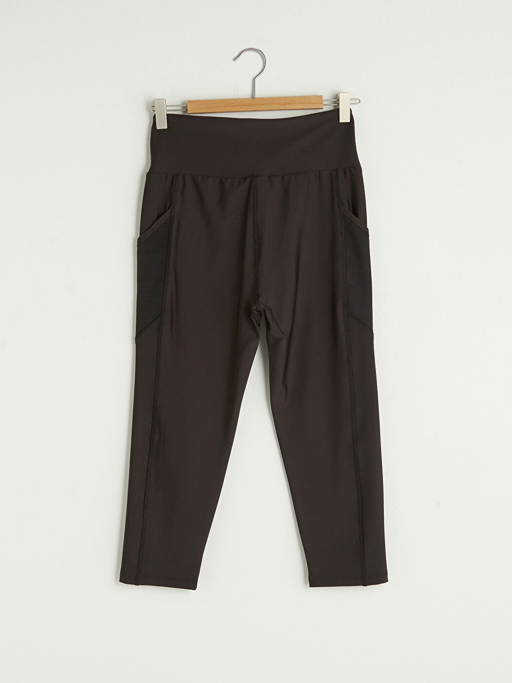 Siyah Beli Lastikli Cep Detaylı Kadın Spor Tayt-12