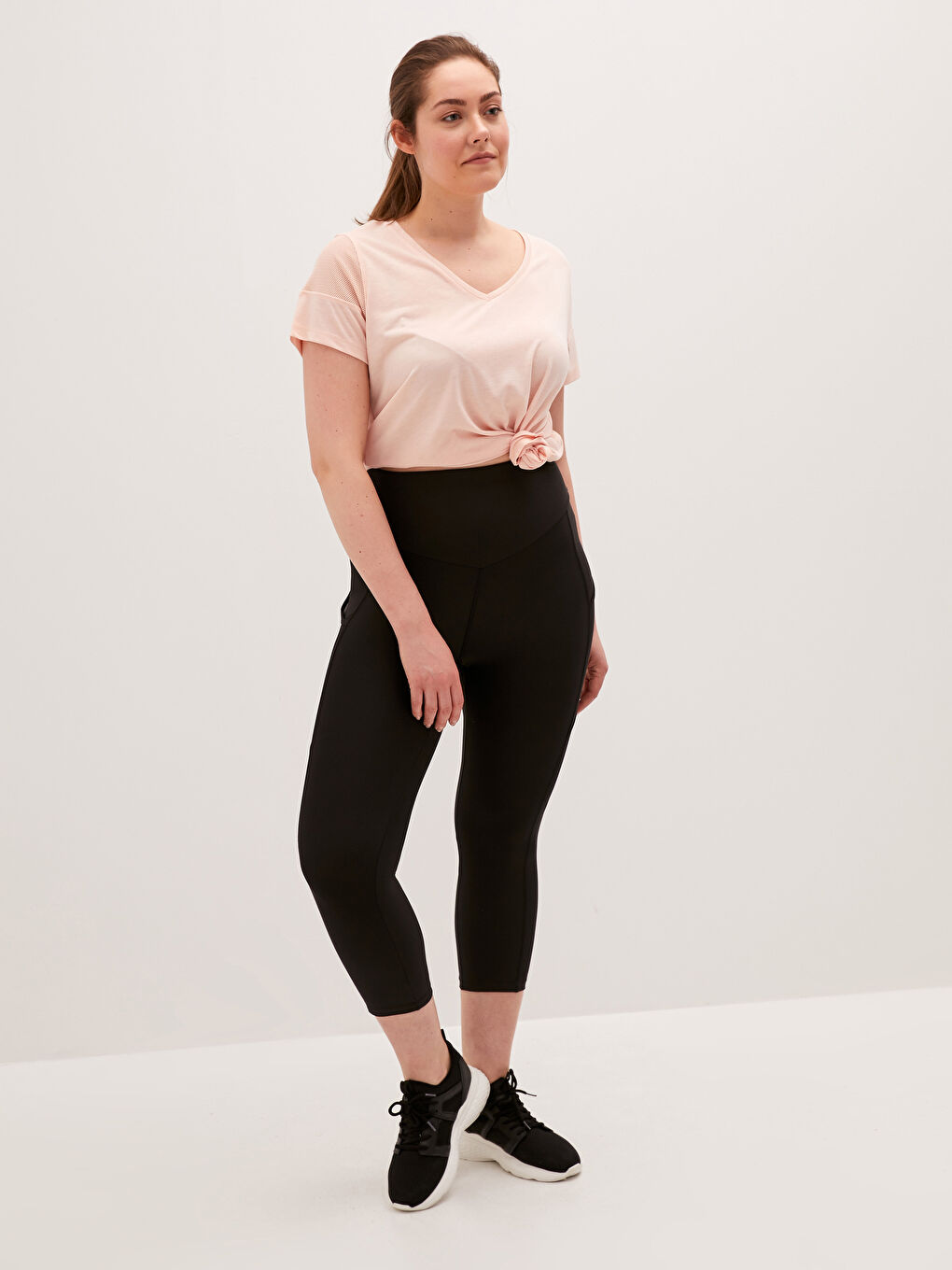 Siyah Beli Lastikli Cep Detaylı Kadın Spor Tayt-6