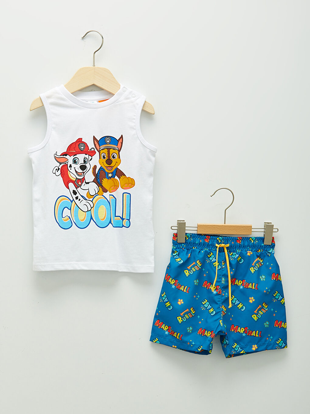 LCW baby Crew Neck Paw Patrol Printed Baby Boy Fishnet Detailed Swimming Suit -S1HF82Z1-E5X