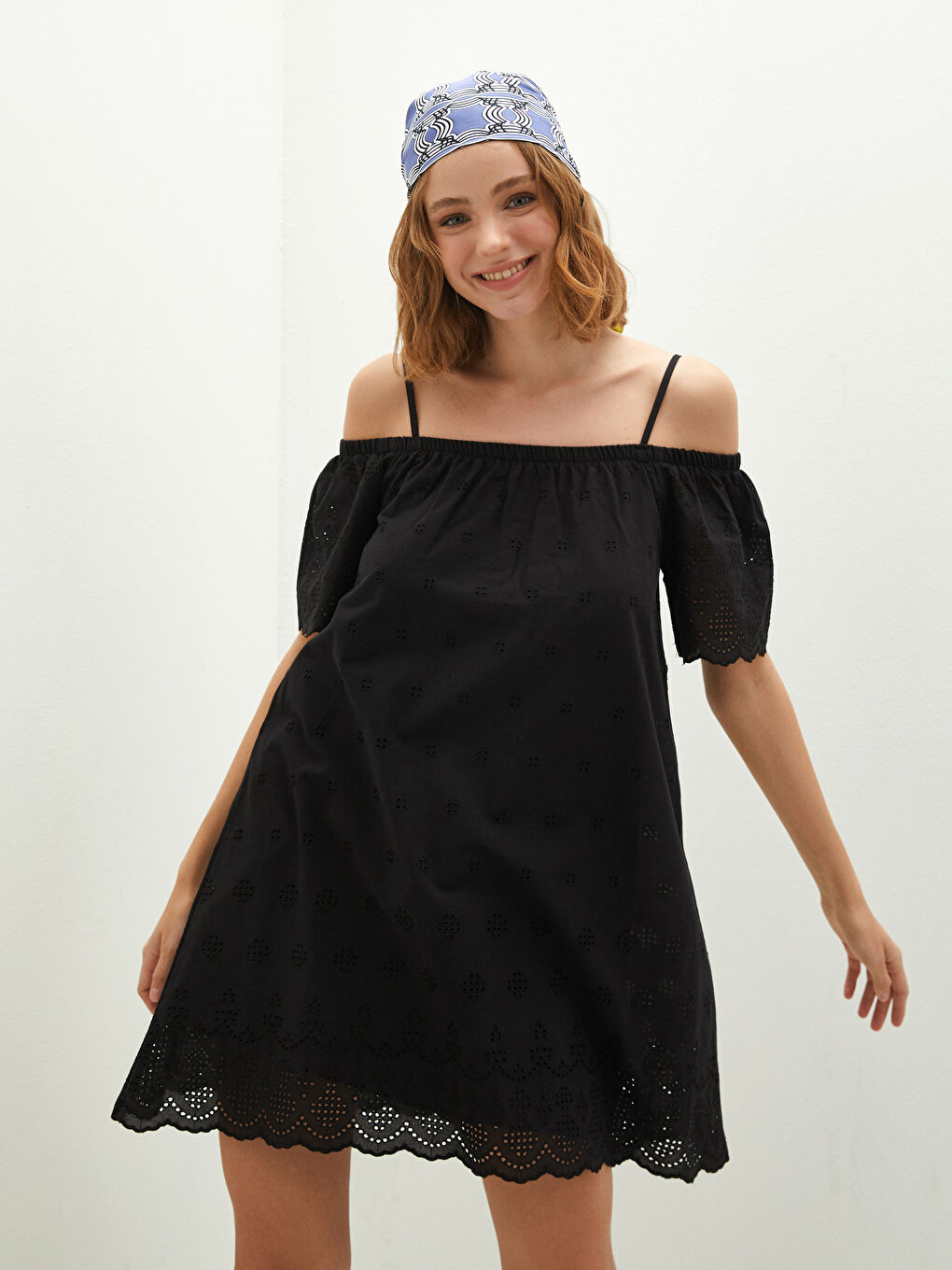 Haljina za Žene sa Uzorkom od Voala sa Tankim Kaiševima-1