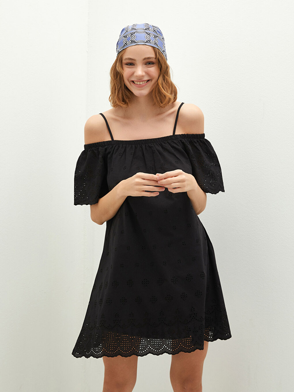 Haljina za Žene sa Uzorkom od Voala sa Tankim Kaiševima-7