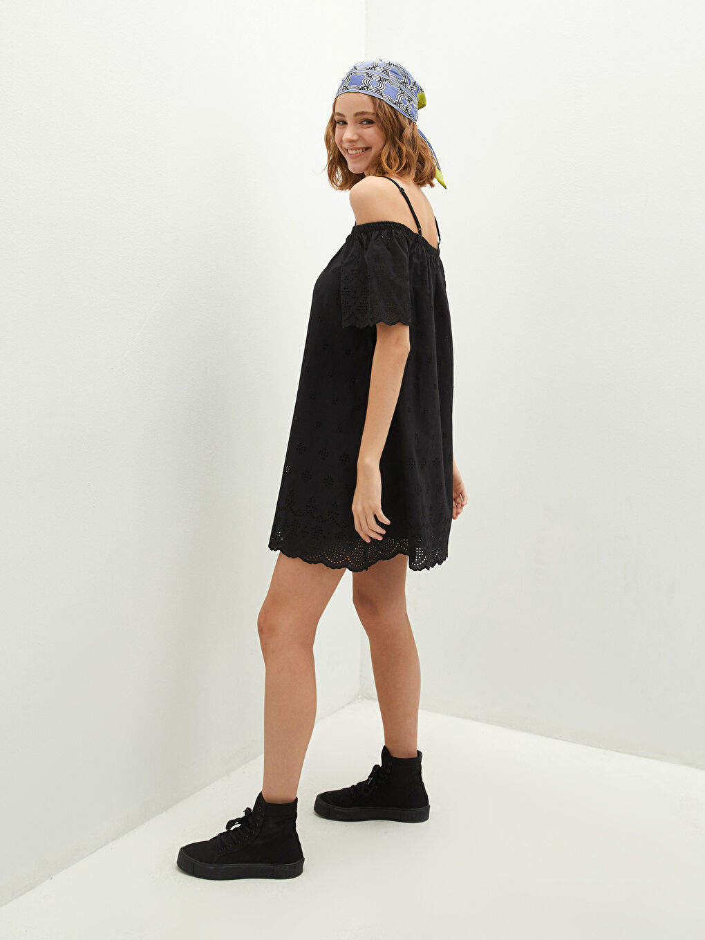 Haljina za Žene sa Uzorkom od Voala sa Tankim Kaiševima-9