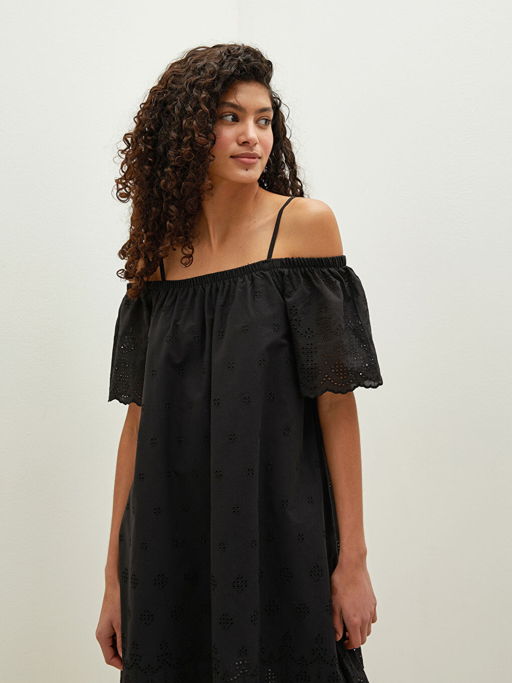 Haljina za Žene sa Uzorkom od Voala sa Tankim Kaiševima-3