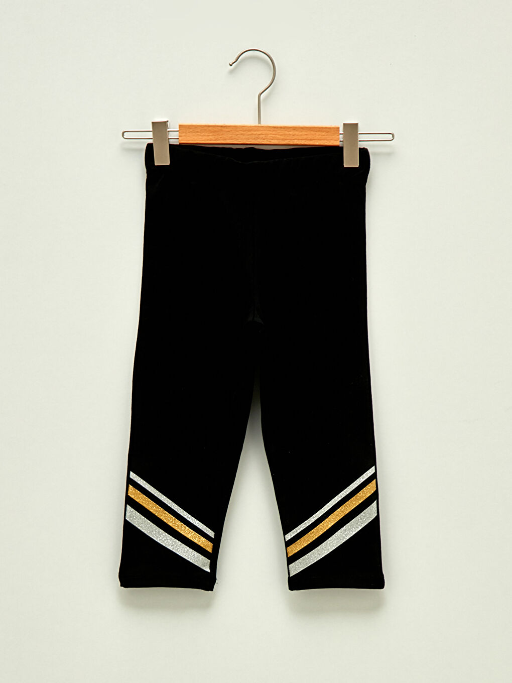 Siyah Beli Lastikli Pamuklu Kız Çocuk 3/4 Boy Tayt