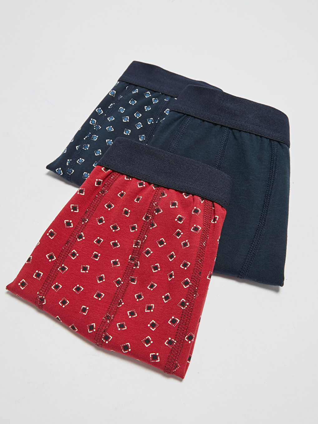 Lacivert Standart Kalıp Pamuklu Esnek Erkek Boxer 3'lü-1