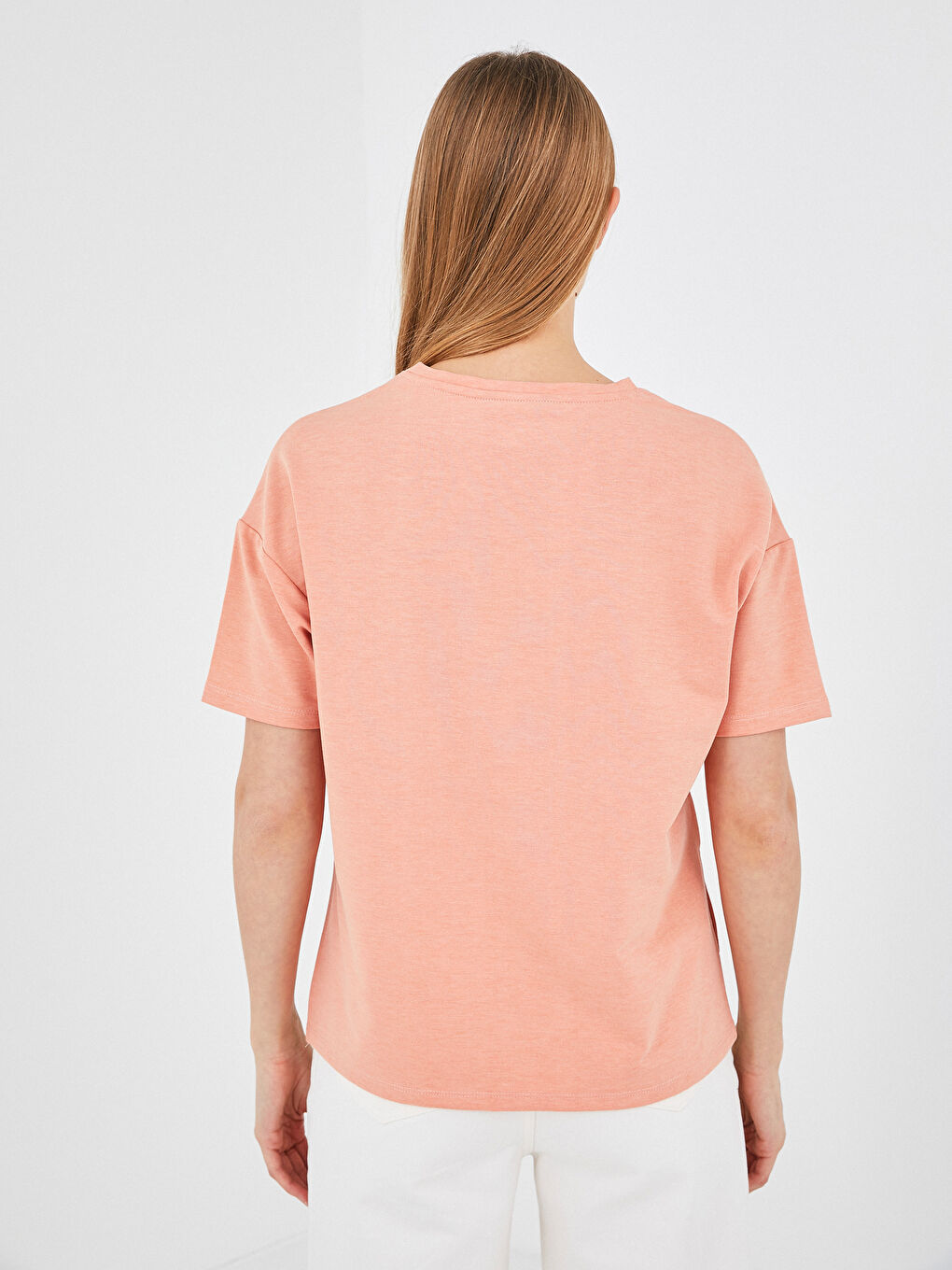V-Neck Plain Short Sleeve Women's T-Shirt-9