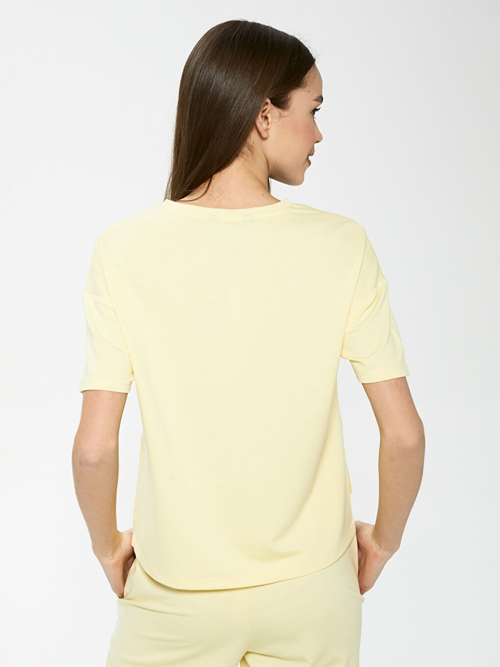 V-Neck Plain Short Sleeve Women's T-Shirt-4