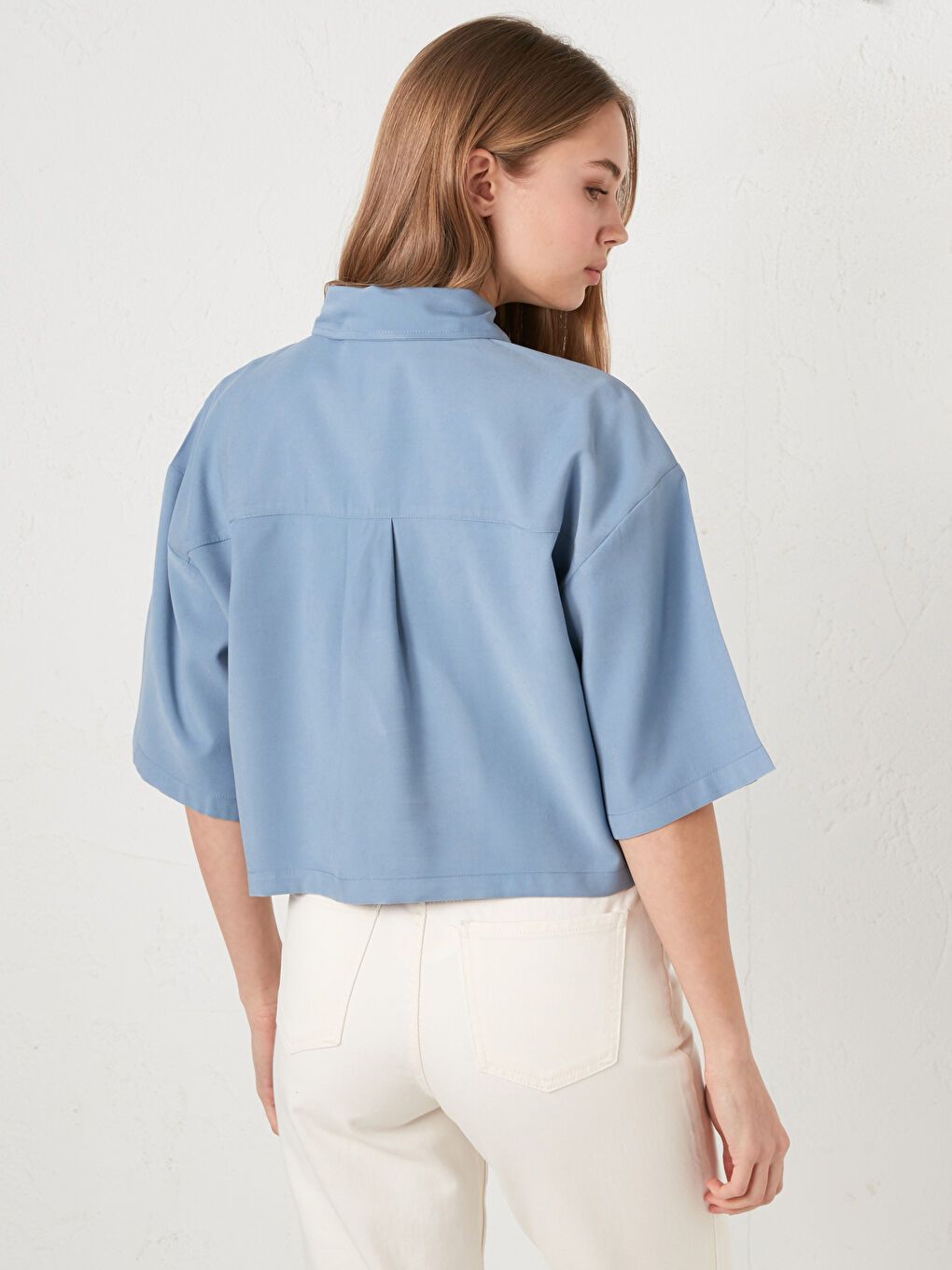 Pocket Detailed Button Closure Short Sleeve Women's Shirt-6