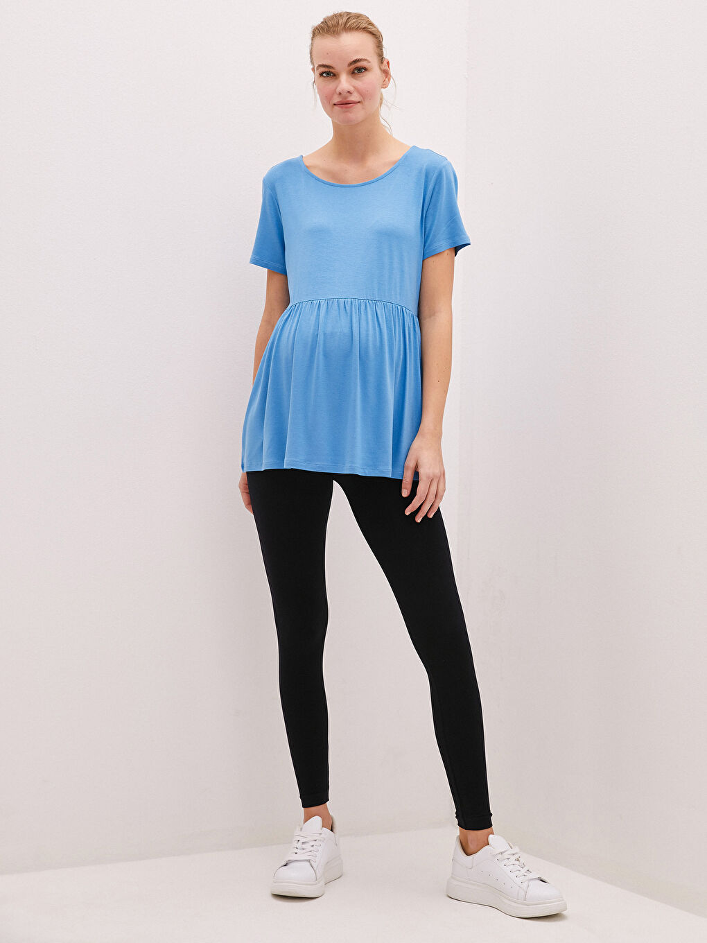 Crew Neck Back Detail Short Sleeve Viscose Maternity T-Shirt-4