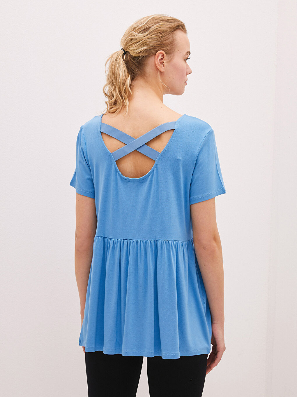 Crew Neck Back Detail Short Sleeve Viscose Maternity T-Shirt-5