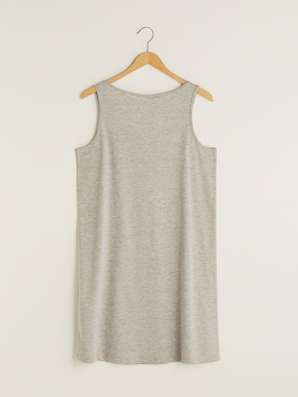 Gri U Yaka Askılı Baskılı Kadın Gecelik-6