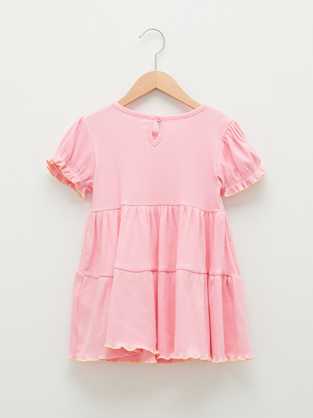 сәби қыздарға арналған принтті қысқа жең дөңгелек жағалы көйлек-1