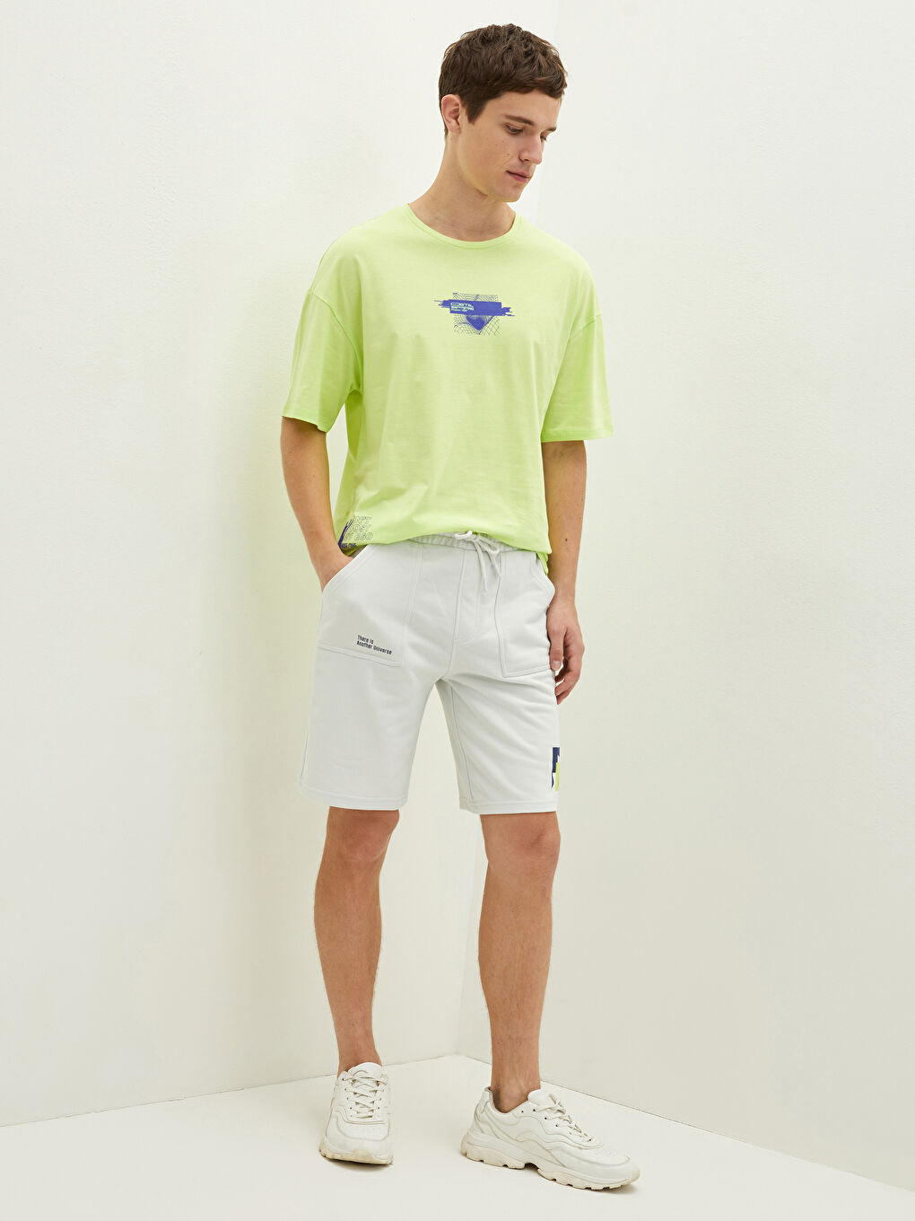 Yeşil Bisiklet Yaka Kısa Kollu Baskılı Penye Erkek Tişört-3