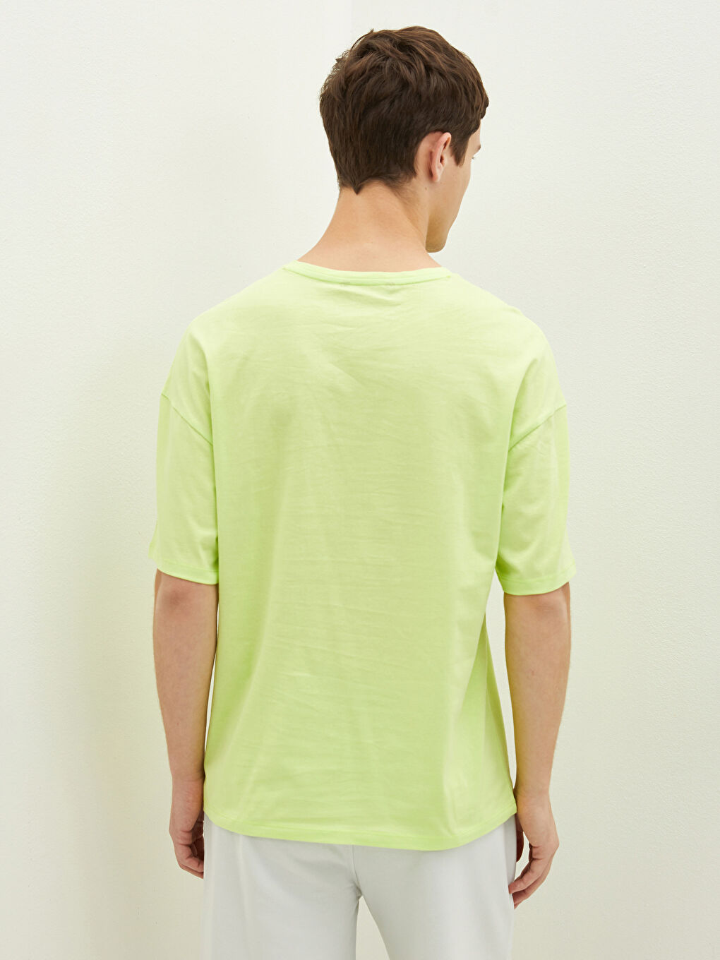 Yeşil Bisiklet Yaka Kısa Kollu Baskılı Penye Erkek Tişört-4