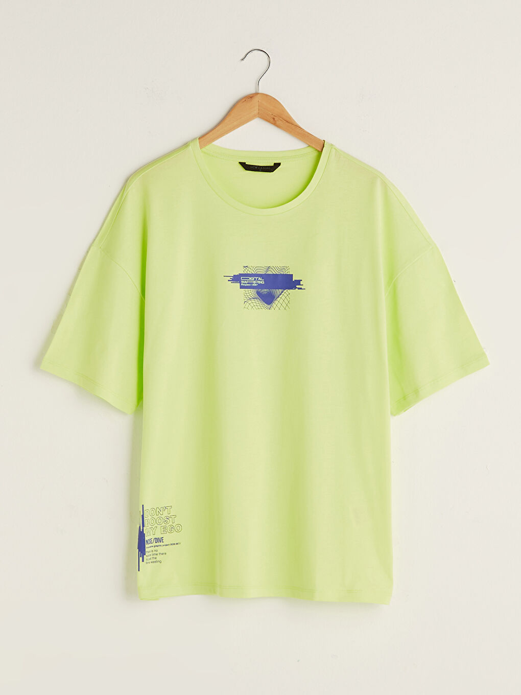 Yeşil Bisiklet Yaka Kısa Kollu Baskılı Penye Erkek Tişört-6