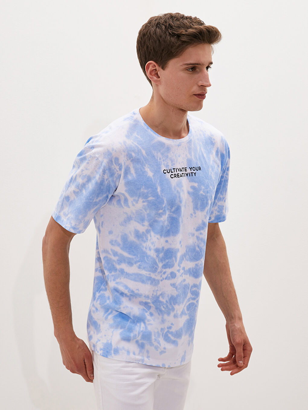 Mavi Bisiklet Yaka Kısa Kollu Baskılı Penye Erkek Tişört-1