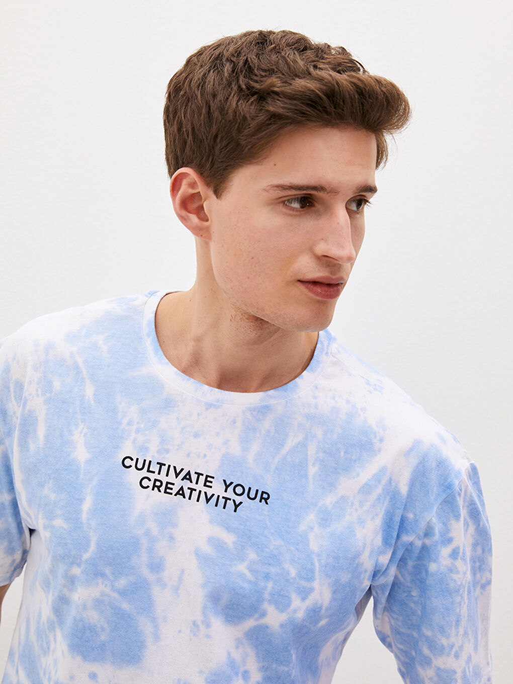 Mavi Bisiklet Yaka Kısa Kollu Baskılı Penye Erkek Tişört-3