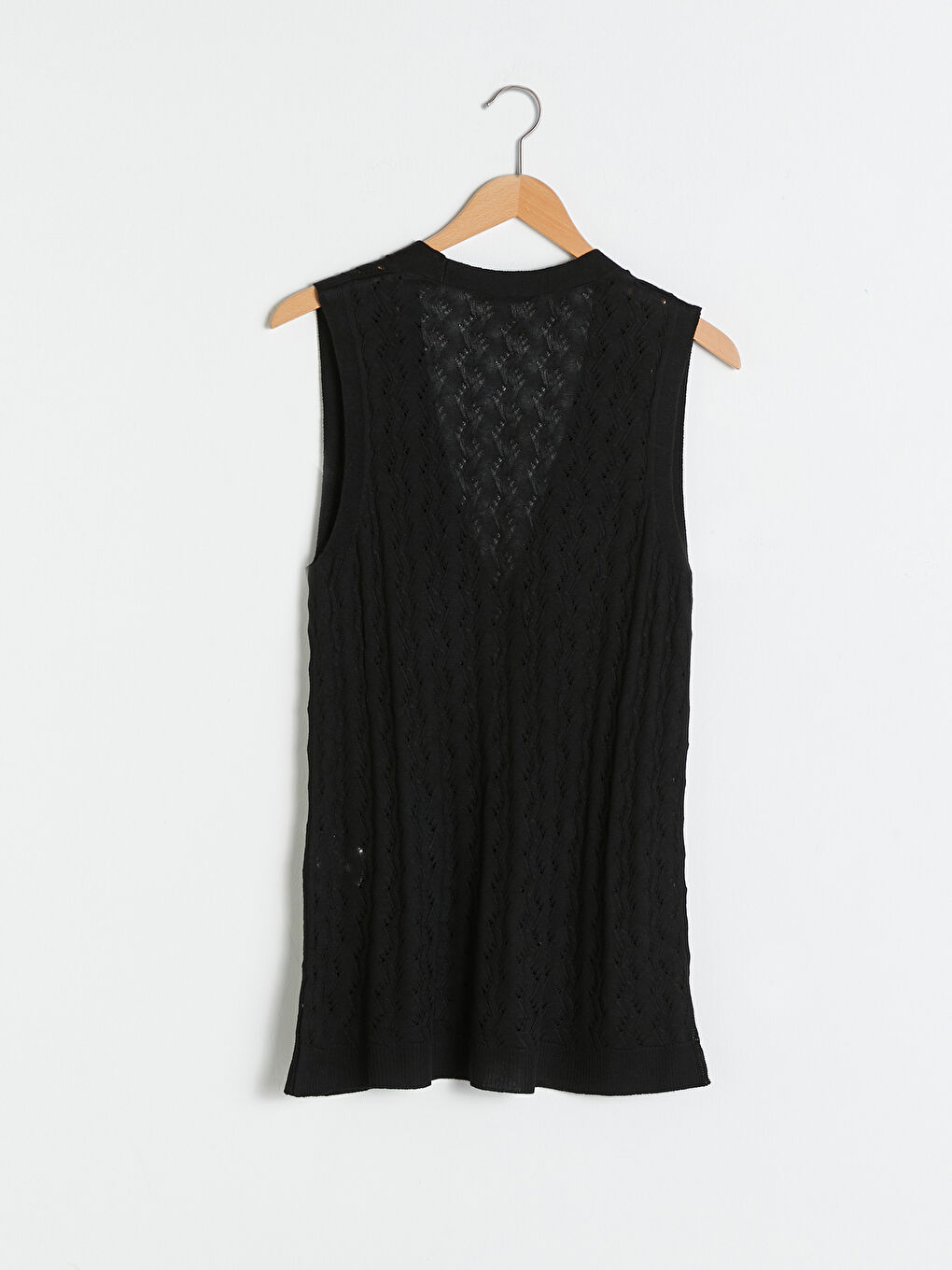 V Neck Self Patterned Pocket Detailed Women's Knitwear Vest-7
