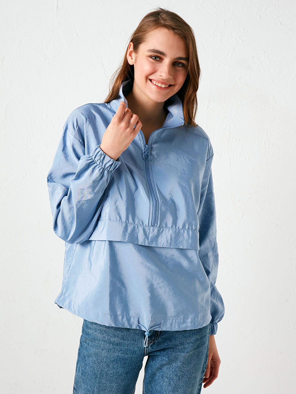 Polo Neck Regular Long Sleeve Women's Sweatshirt