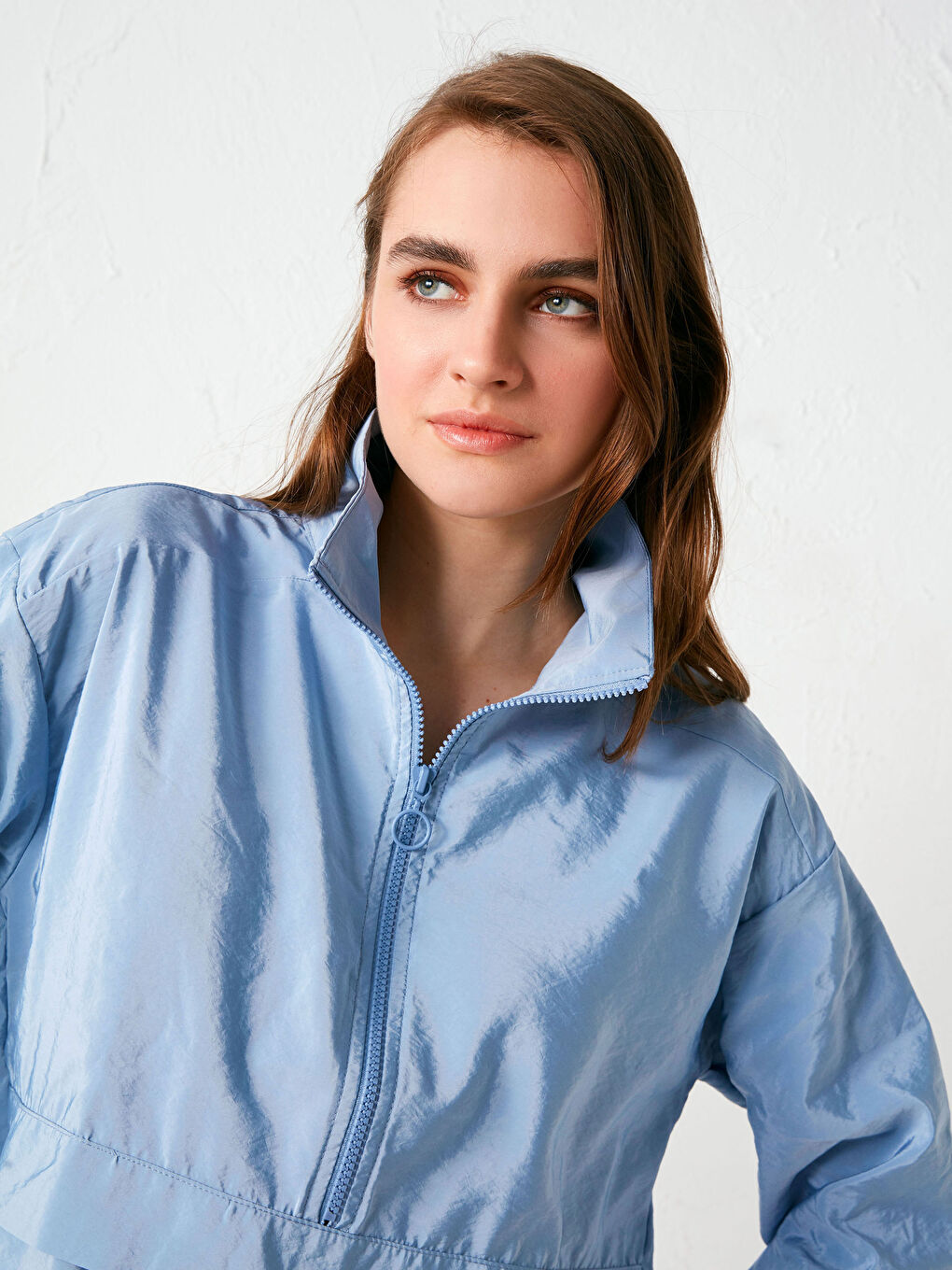 Polo Neck Regular Long Sleeve Women's Sweatshirt-4