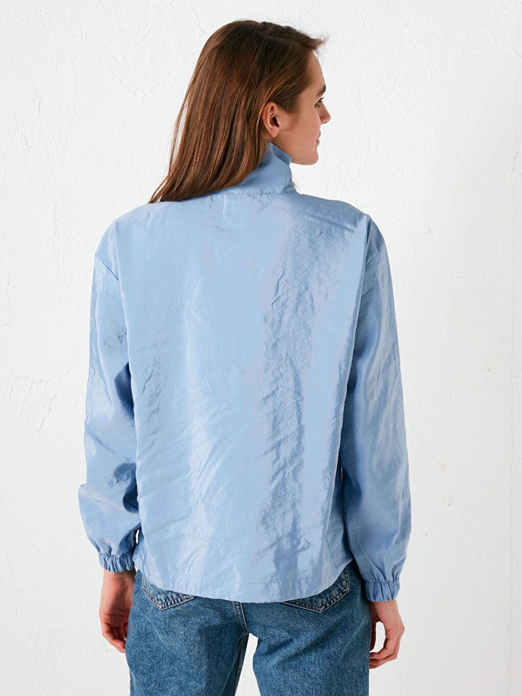 Polo Neck Regular Long Sleeve Women's Sweatshirt-5