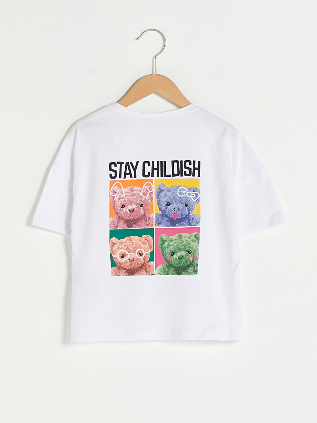 Crew Neck Printed Short Sleeve Cotton Girl T-shirt-1