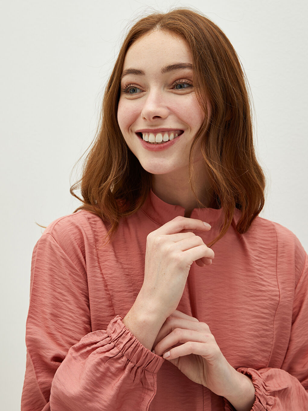 Grandad Collar Pocket Detailed Long Sleeve Women's Tunic-2