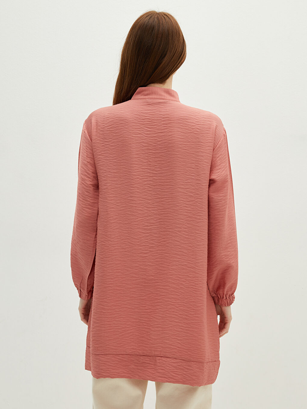 Grandad Collar Pocket Detailed Long Sleeve Women's Tunic-3