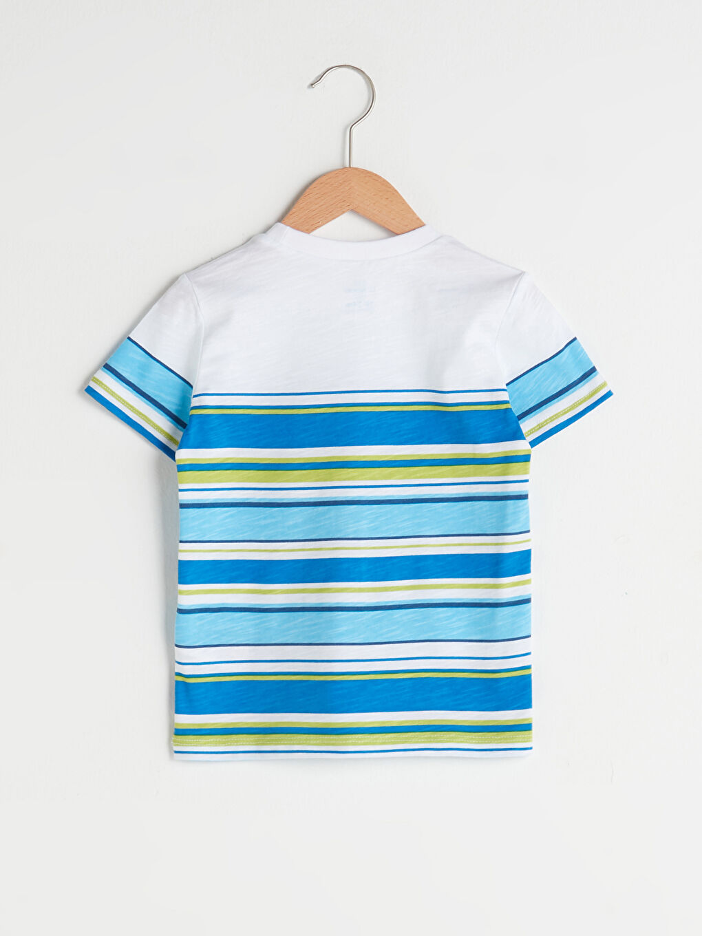 Mavi Bisiklet Yaka Kısa Kollu Çizgili Pamuklu Erkek Bebek Tişört-1