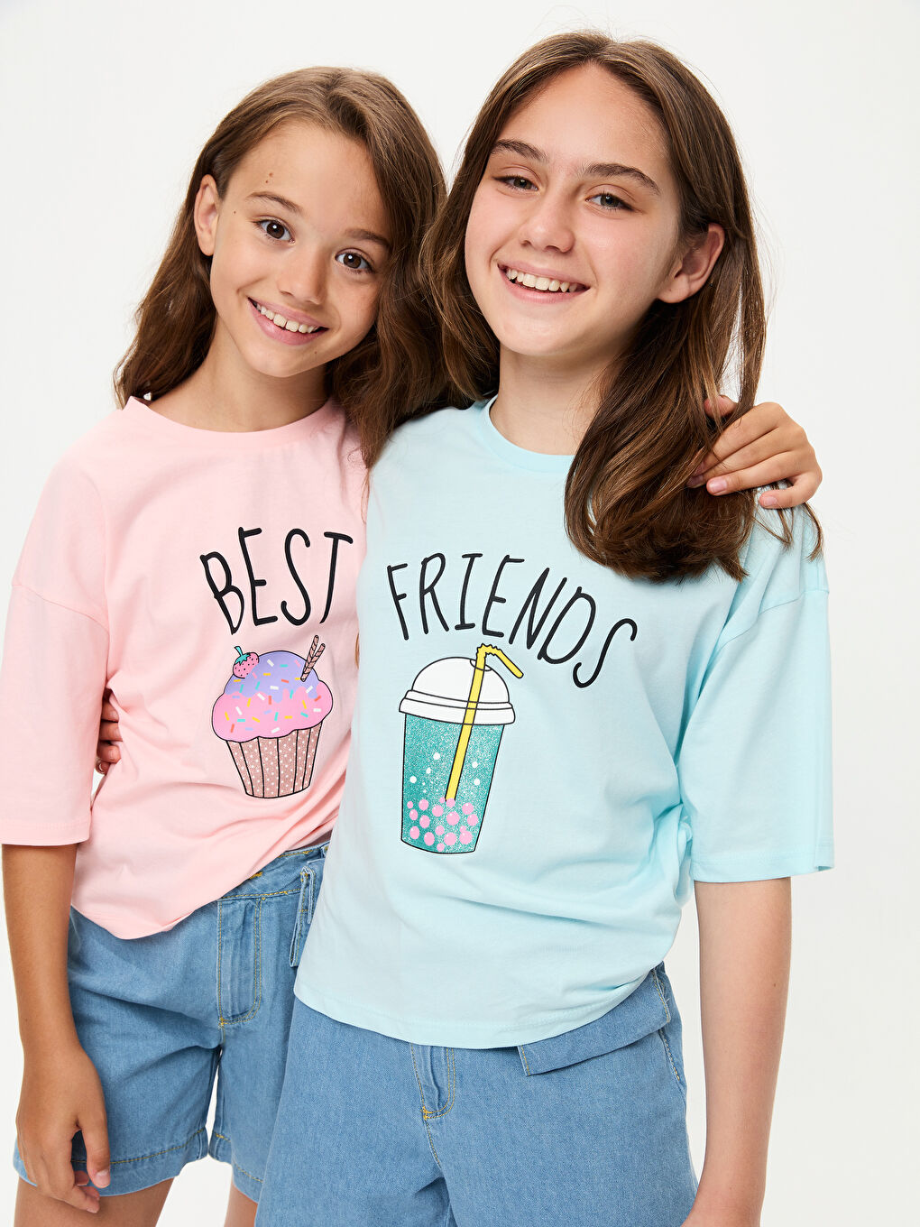 Crew Neck Printed Short Sleeve Cotton Girl T-shirt-3