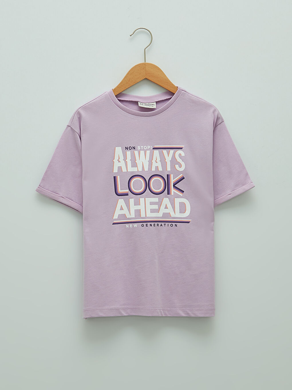 Lila Bisiklet Yaka Baskılı Kısa Kollu Kız Çocuk Tunik