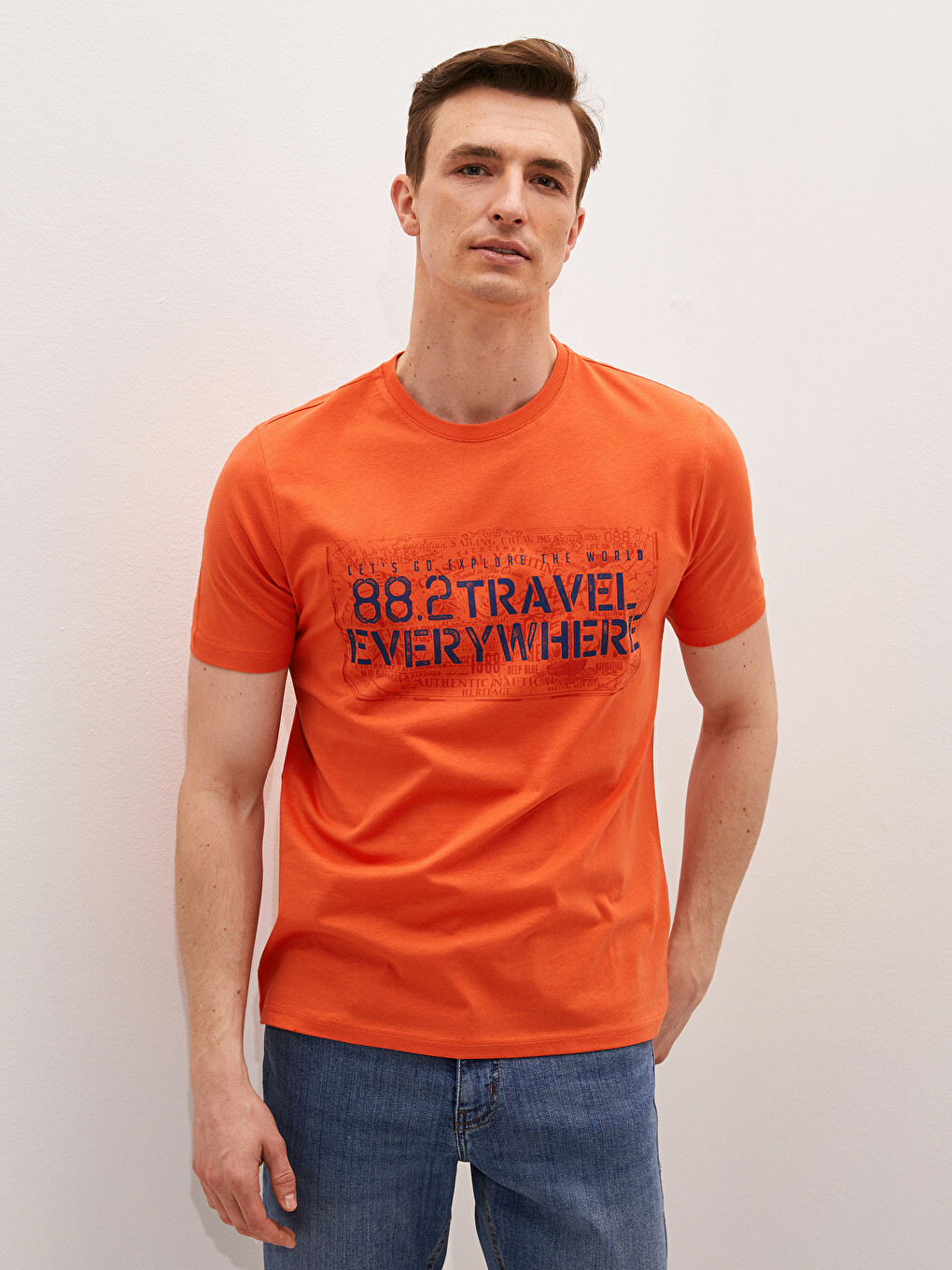 T-shirt Me Jakë Të Rrumbullakët, Me Mëngë Të Shkurtra, Me Stampim, Pambuku I Krehur Për Burra-1