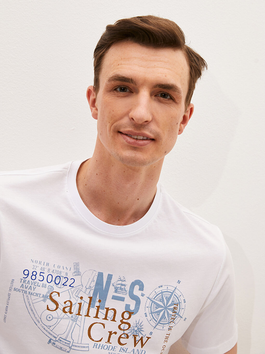 Футболка Мужская с Круглым Вырезом, Коротким Рукавом, С Принтом, Из Гребенного Хлопка-3