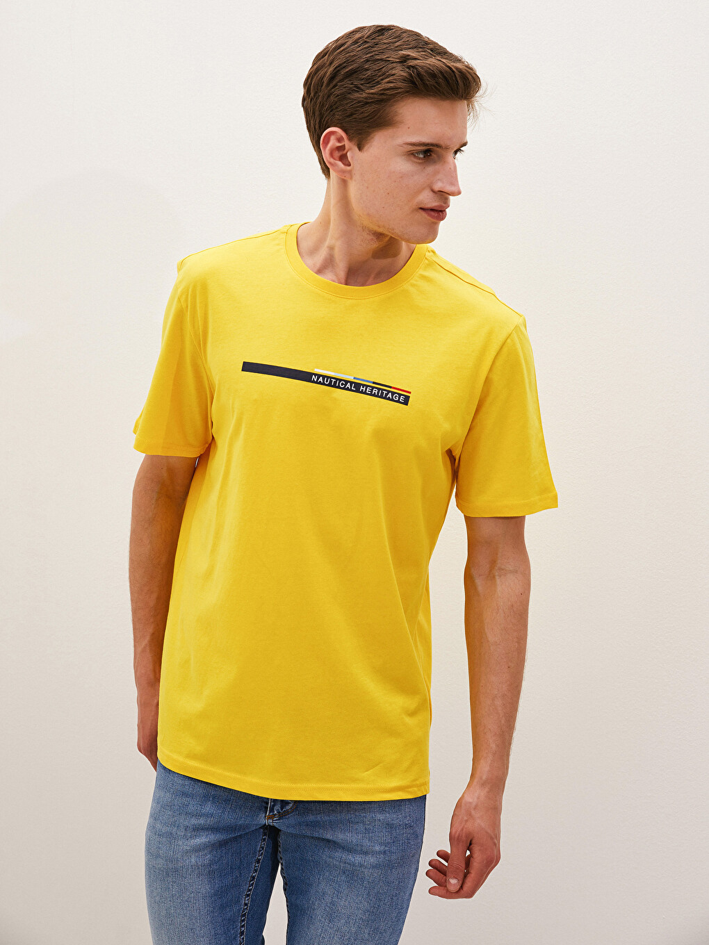 T-shirt Me Jakë Të Rrumbullakët, Me Mëngë Të Shkurtra, Me Stampim, Pambuku I Krehur Për Burra