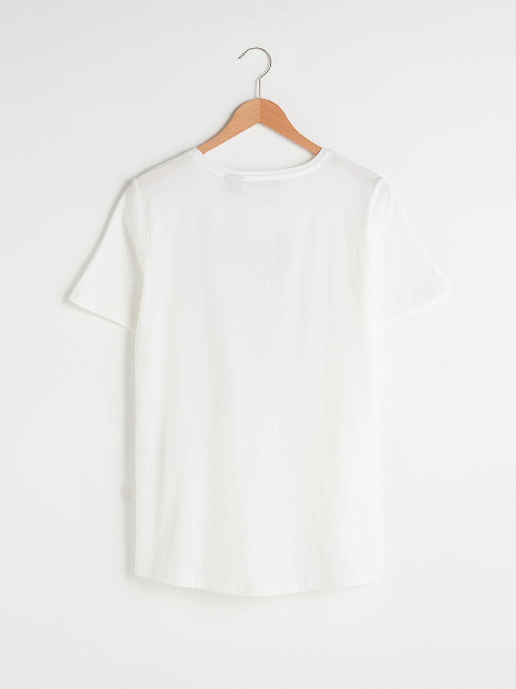 Beyaz Bisiklet Yaka Mickey Mouse Baskılı Kısa Kollu Pamuklu Hamile Tişört-6