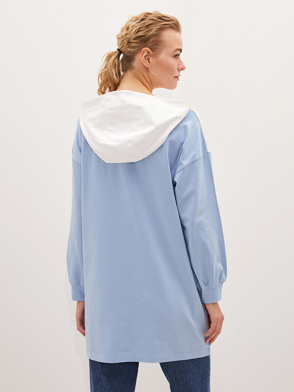 Hoodie Collar Color-Blocked Long Sleeve Women's Tunic-6