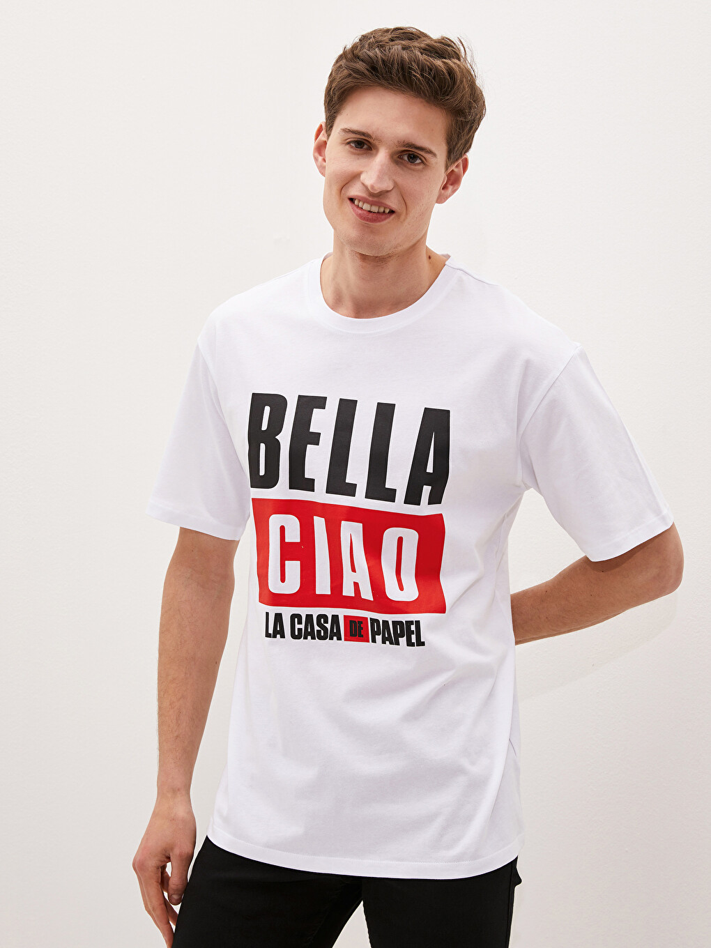 Crew Neck Long Sleeve La Casa De Papel Printed Combed Cotton Men's T-Shirt-1