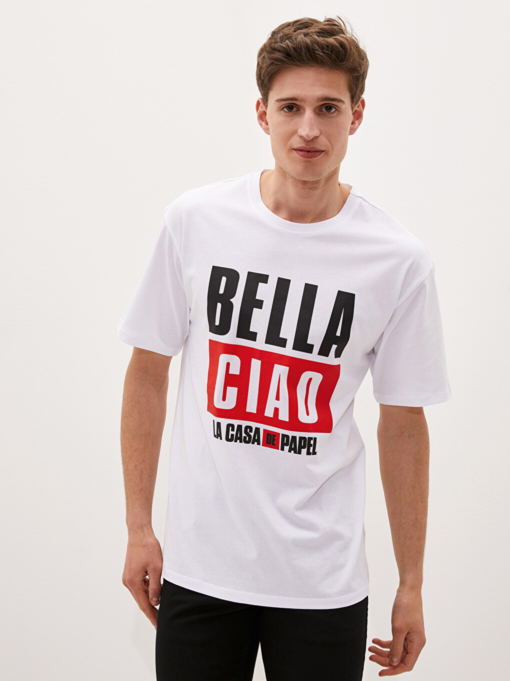 Crew Neck Long Sleeve La Casa De Papel Printed Combed Cotton Men's T-Shirt-2