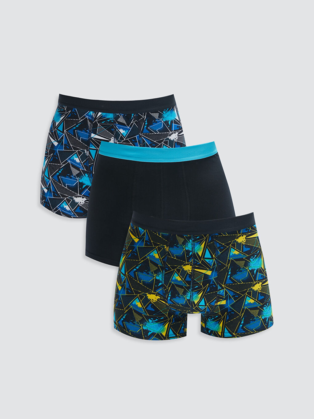 Mavi Standart Kalıp Pamuklu Esnek Erkek Boxer 3'lü