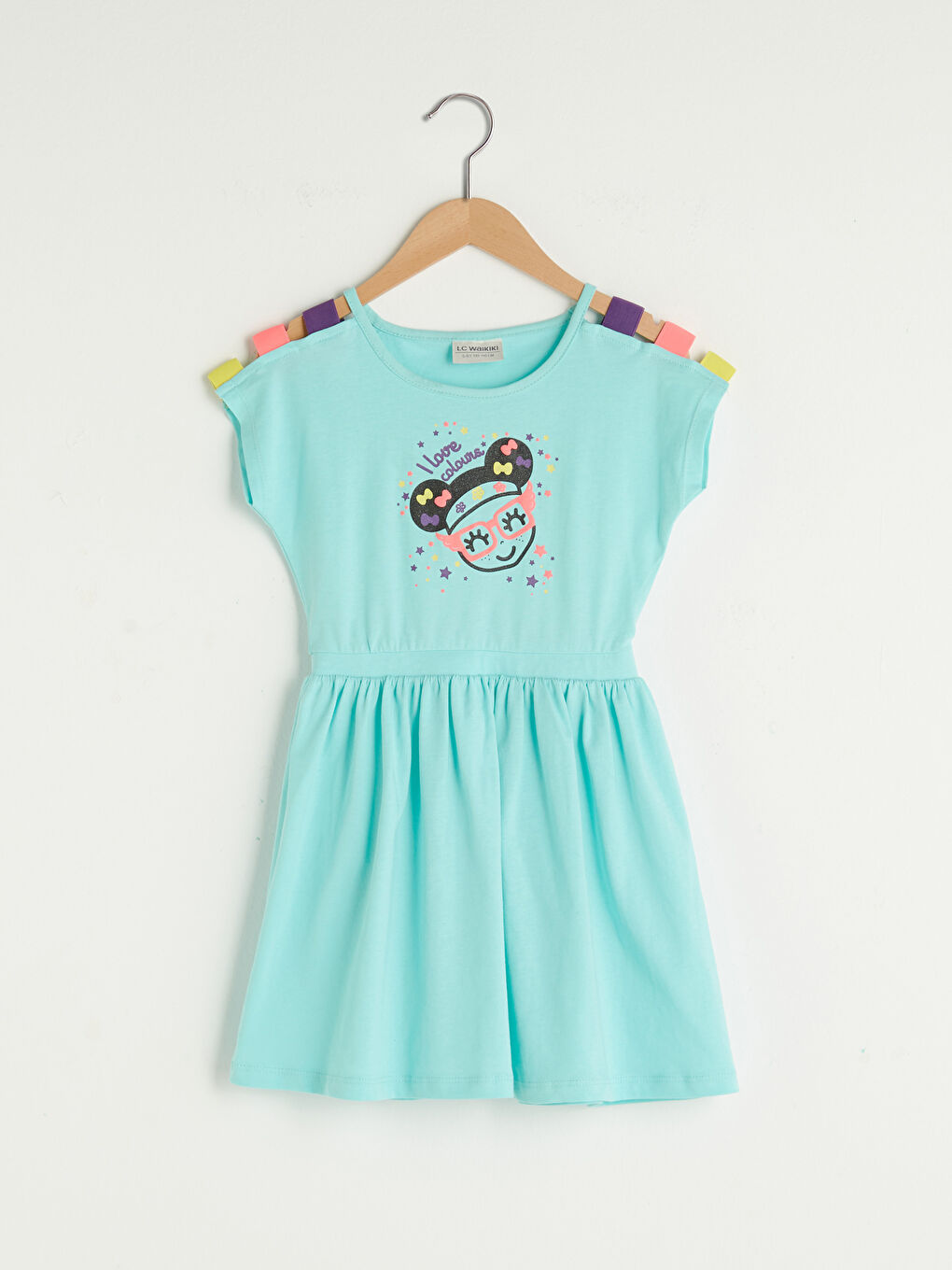 Crew Neck Printed Short Sleeve Girls' Dress