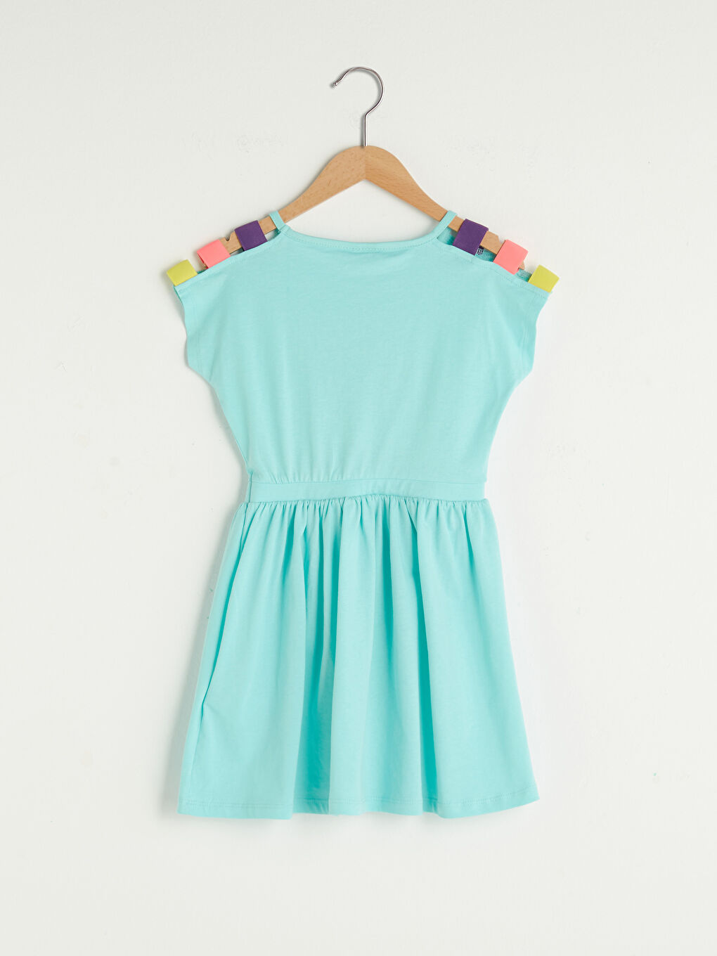 Crew Neck Printed Short Sleeve Girls' Dress-1