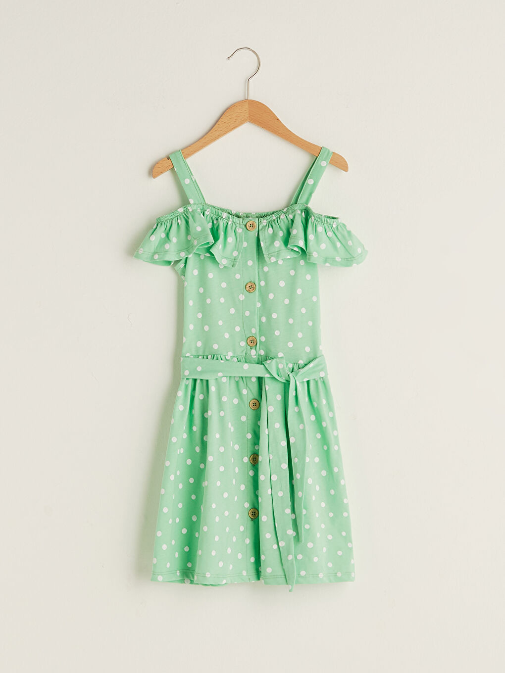 LCW Kids Quadratischer Kragen Polka Dot Riemchen Mädchen Kleid -S1HM13Z4-LRG