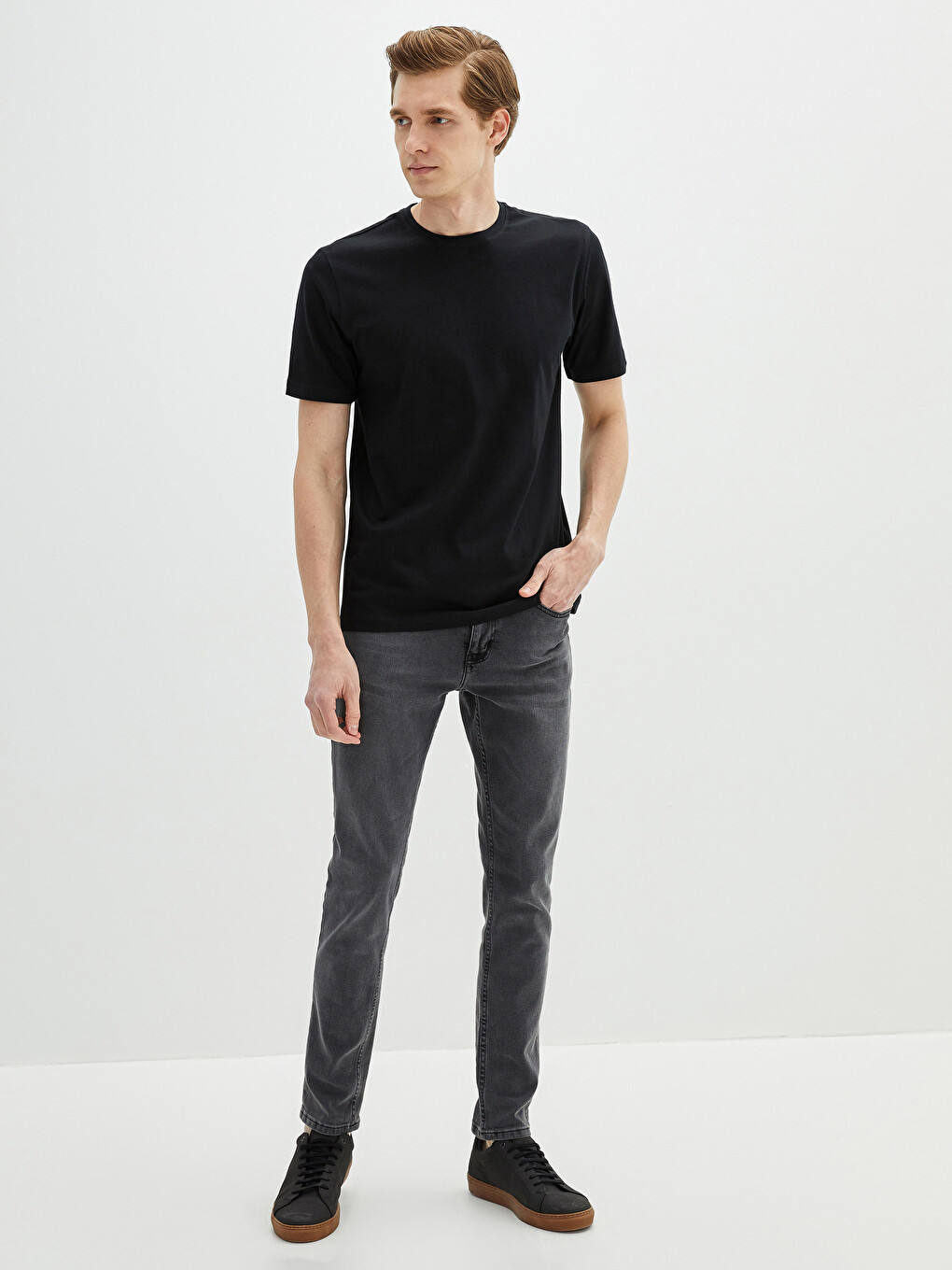 Crew Neck Short Sleeve Basic Combed Cotton Men's T-shirt-1
